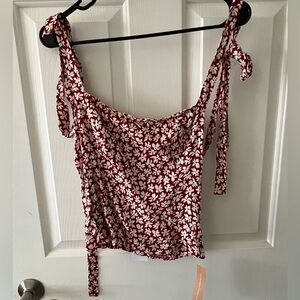 Reformation Red Floral Camisole Top